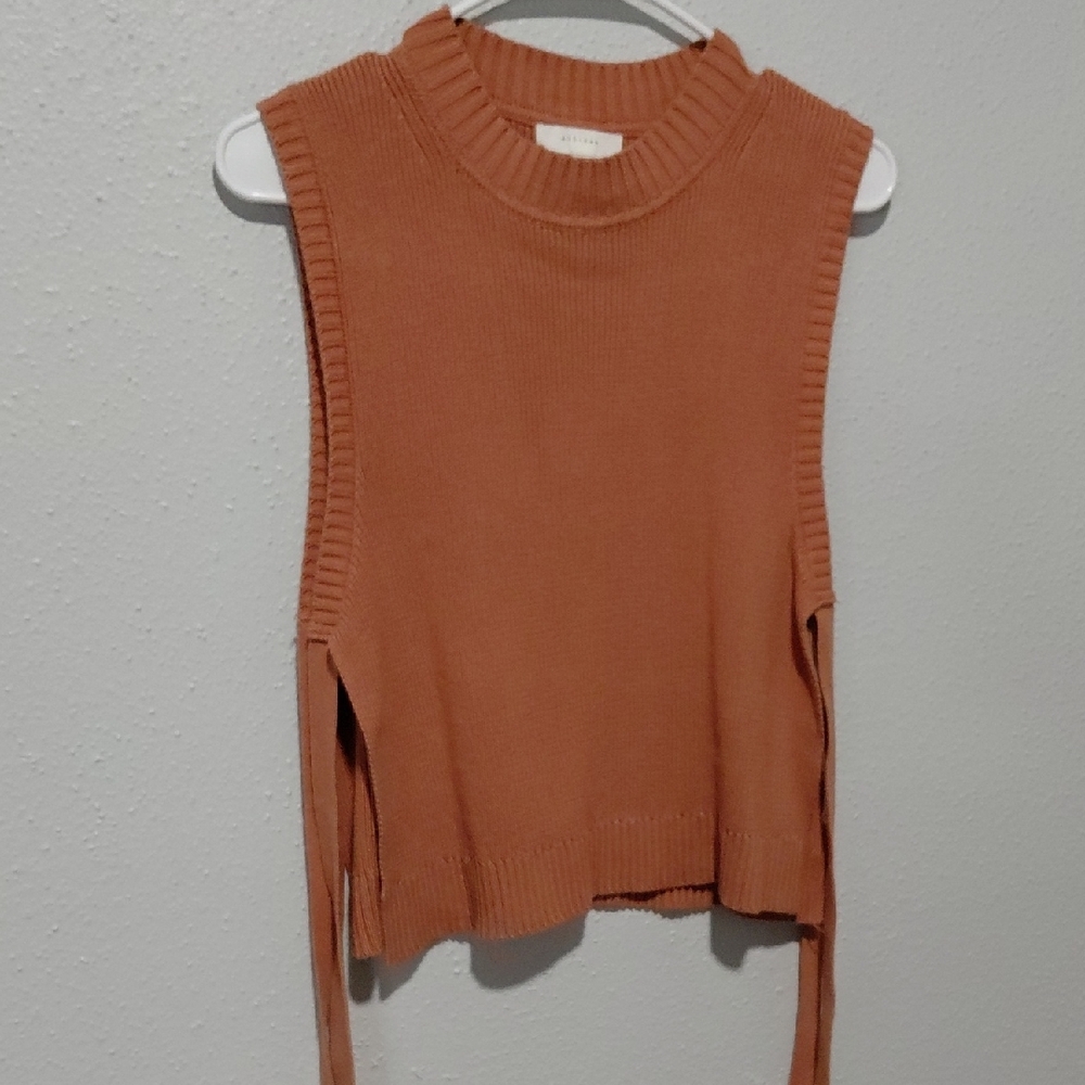 Women's Ribbed Knit Top - Rust - All Row - Picture 2 of 4